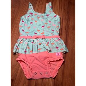 RuffleButts Flamingo One Piece Swimsuit Toddler‎ Girls Swimwear Pink